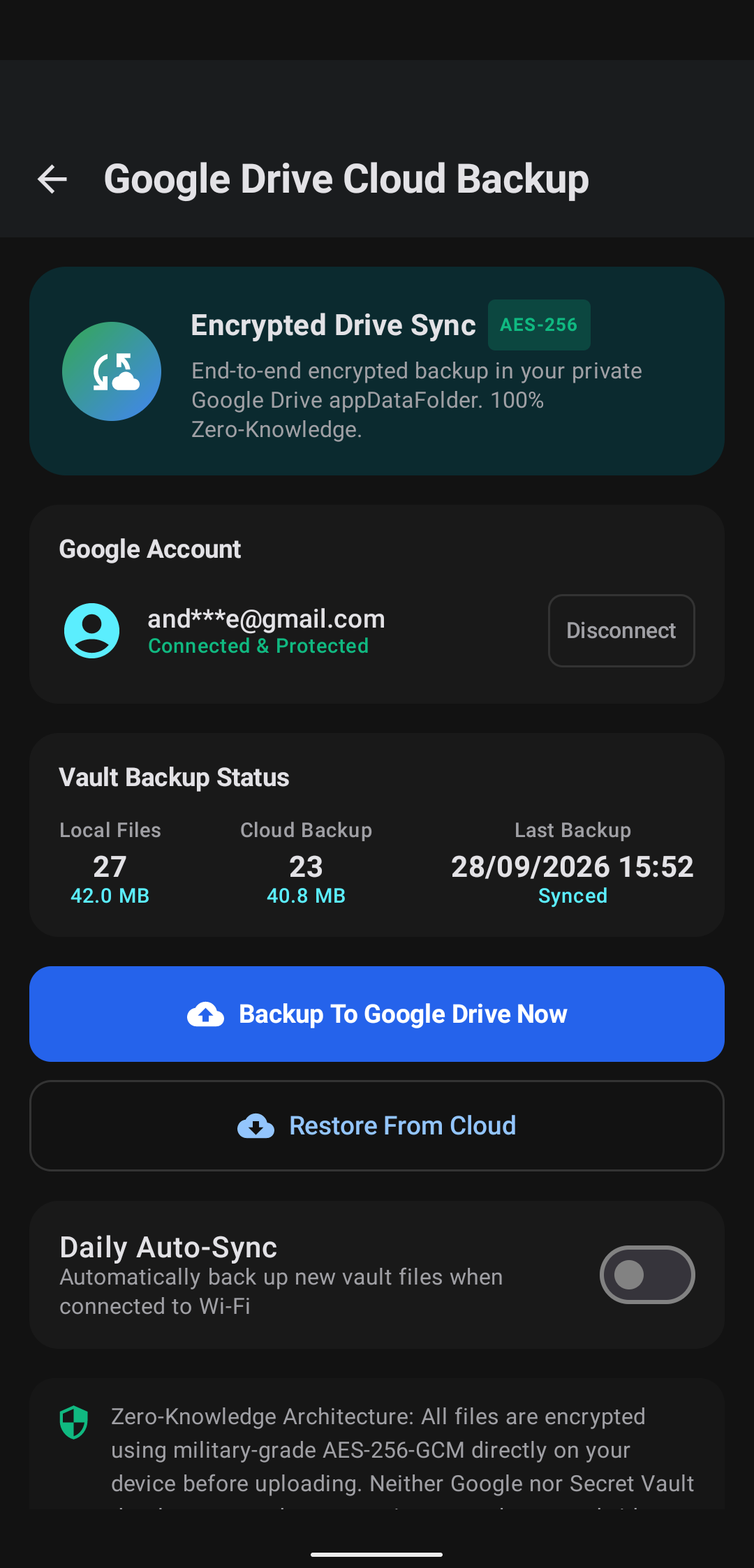 Google Drive Cloud Backup Interface